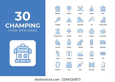 Camping icons set vector design