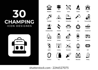Camping icons set vector design