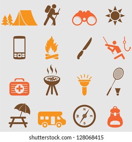 Camping icons set.Vector