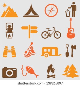 Camping icons set.vector