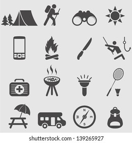 Camping icons set.Vector