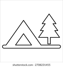 camping icons. simple line vector