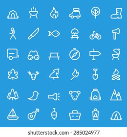 Camping icons, simple and thin line design