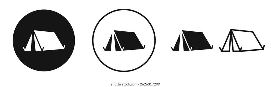 Ícones de acampamento em preto sólido e estilo contornado
