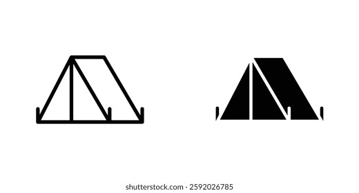 Camping icons. stroke line and black solid icons