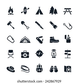  Camping Icons Vector Illustration