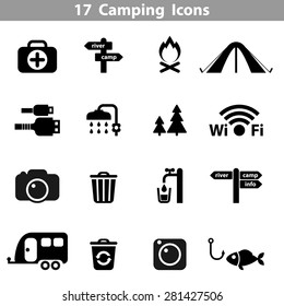 Camping icons Vector illustration
