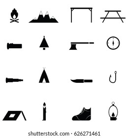 Camping icons Vector illustration