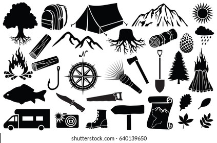 camping icons vector illustration