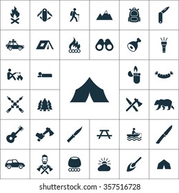 camping Icons Vector set.