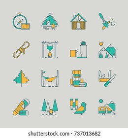 camping icons, vector,set
