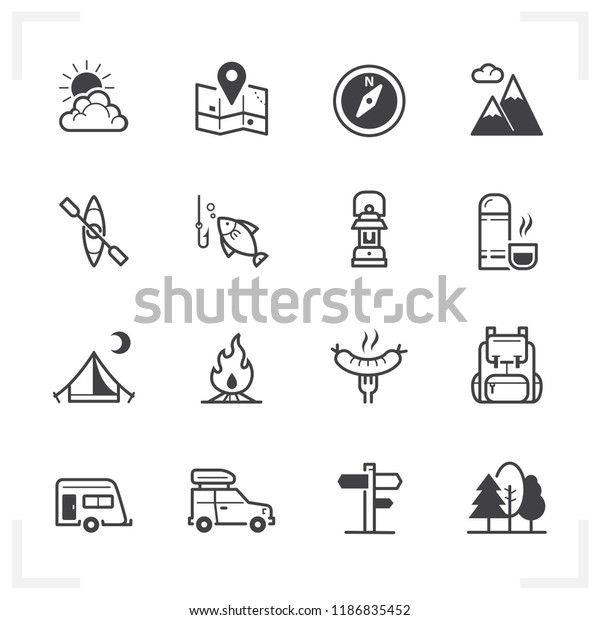 Camping icons with White\
Background