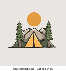camping illustration artwork simple design