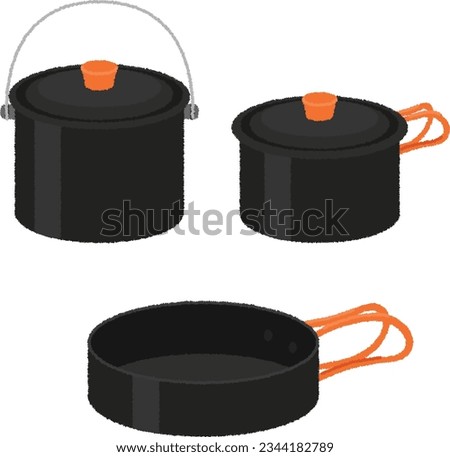 camping illustration. "Cooker" is a general term for cooking utensils that are often used outdoors such as camping.