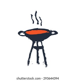 Camping illustration cooking