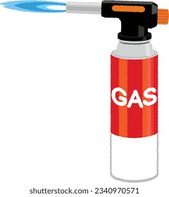 camping illustration. A gas burner is a device that efficiently burns gas fuel and extracts heat or high temperature.