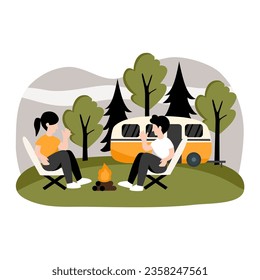Elemento de paquete de elementos de icono Ilustración de acampada