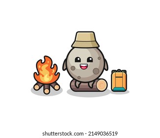 camping illustration of the moon cartoon , cute design