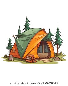 Camping illustration on white background 