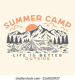 camping illustration outdoor design apparel summer mountain