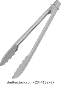 camping illustration. Tongs are tools used to hold food such as bread and pasta.