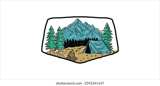 camping illustration vector nature trip