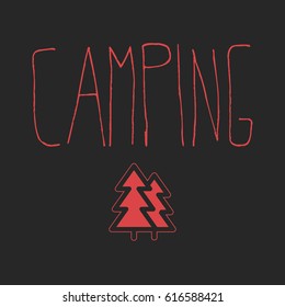 camping inscription with lantern icon. vector illustration