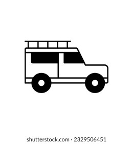 Camping jeep Glyph Vector Icon that can easily edit or modify

