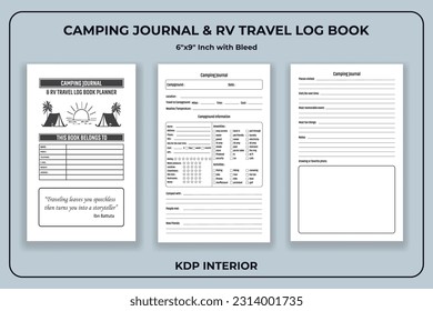 Camping Journal and  RV Travel Log Book Planner