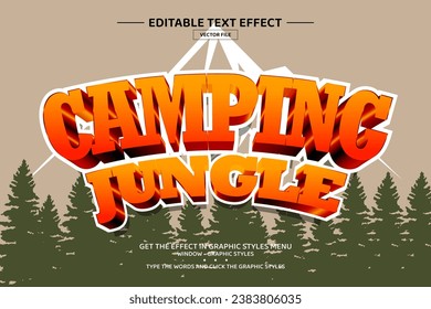 Camping jungle 3D editable text effect template