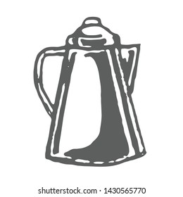 Camping Kettle Hand Drawn on White Backgrpund. Vector illustration