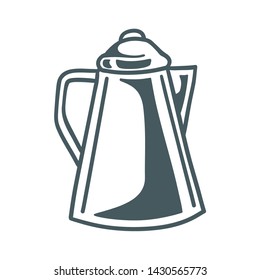 Camping Kettle Hand Drawn on White Backgrpund. Vector illustration