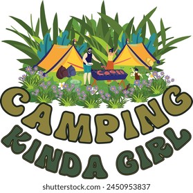 camping kinda girl T shirt Design Lover