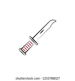 Camping, knife 2 colored line icon. Simple hand drawn color element illustration. Camping, knife outline symbol design from camping set
