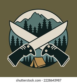 Camping and knife graphic illustration vector art t-shirt design