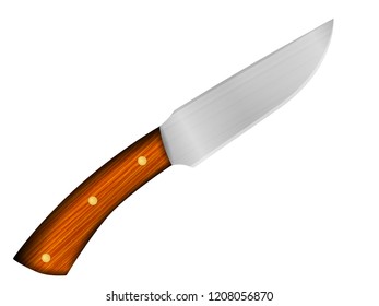 Camping knife on a white background. Vector illustration.