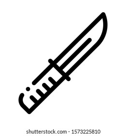 Camping Knife Sign Icon Vector. Outline Camping Knife Sign. Isolated Contour Symbol Illustration