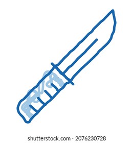 Camping Knife Sign sketch icon vector. Hand drawn blue doodle line art Camping Knife sign. isolated symbol illustration