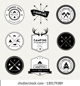 Camping labels set