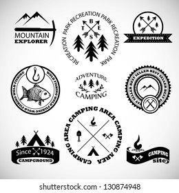 Camping labels set.