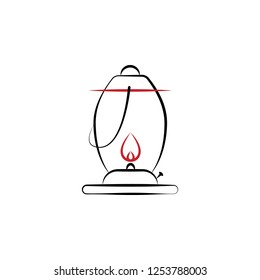 Camping, lamp 2 colored line icon. Simple hand drawn color element illustration. Camping, lamp outline symbol design from camping set