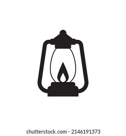 Camping lamp, damping light icon in black flat glyph, filled style isolated on white background