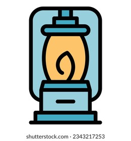 Camping lamp icon outline vector. Walk travel. Summer trip color flat