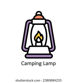Camping Lamp  vector Filled outline Design illustration. Symbol on White background EPS 10 File 