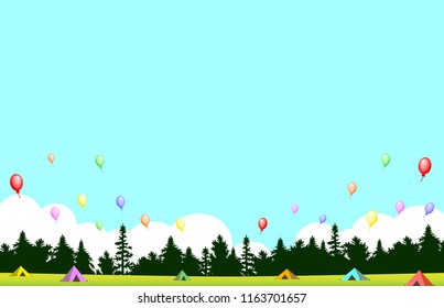 camping landscape and balloons