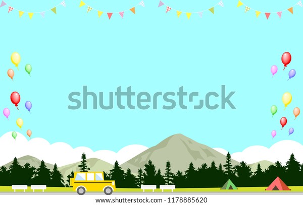camping landscape and\
balloons