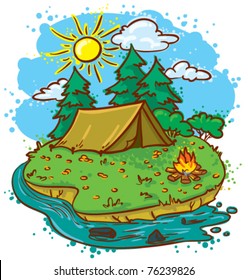 Camping landscape (color version)
