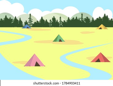 camping landscape forest and mountain