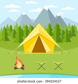 Family Sit Around Campfire Silhouette Scene Stock Vector (Royalty Free ...