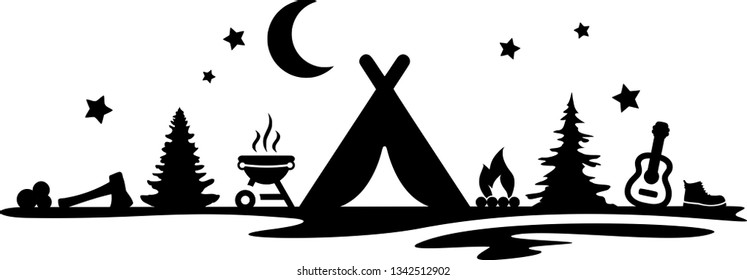 Camping Landscape Silhouette
